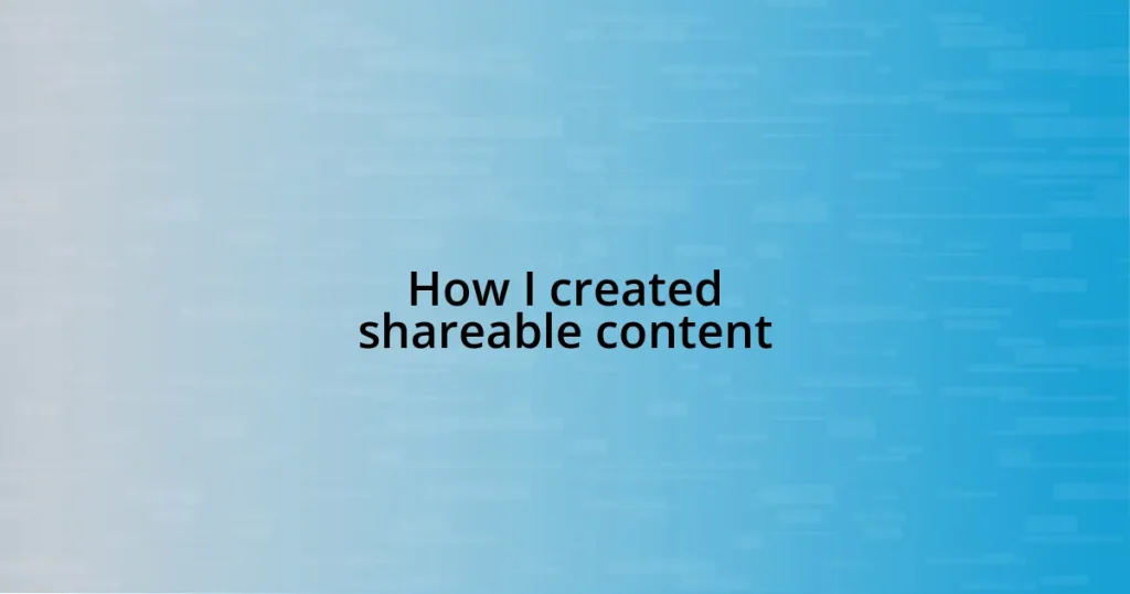 How I created shareable content