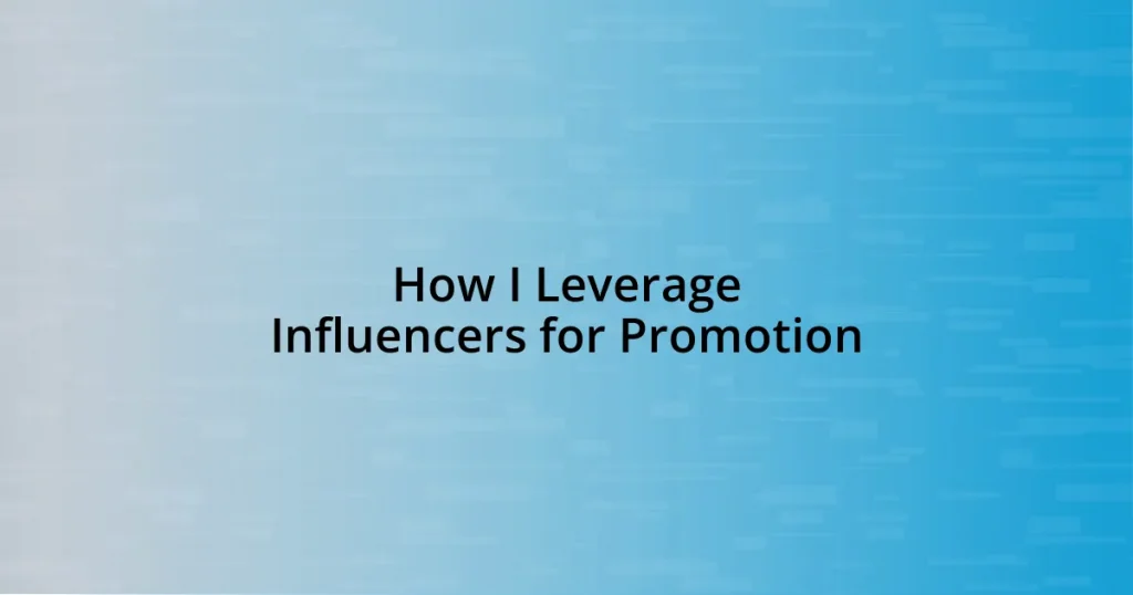 How I Leverage Influencers for Promotion