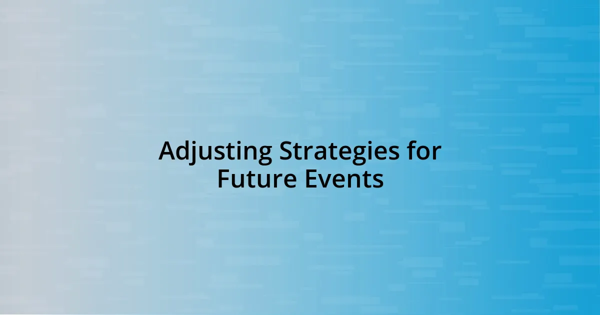 Adjusting Strategies for Future Events